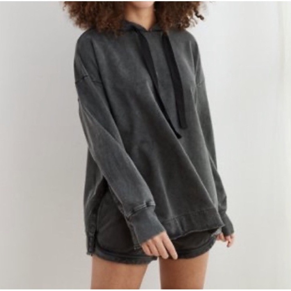 Aerie Sweatshirt‎ Sunwashed Desert Hoodie Oversized Smoked Gray Women's Large